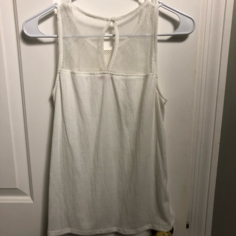 White linen top with netting detail